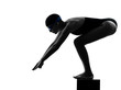 Photo: woman competition swimmer on starting silhouette woman competition swimmer on starting silhouette