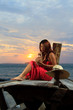 Asian model on the beach