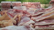 Video: Selling pork meat at street market Selling pork meat at street market