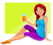 sportive girl drinking orange juice