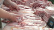 Video: Selling pork meat at street market Selling pork meat at street market