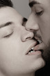 Schwules Paar küsst sich lustvoll Schwules Paar küsst sich lustvoll