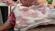 Video: Butcher cutting fresh pork meat Butcher cutting fresh pork meat