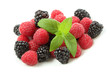 raspberry and blackberry fruit isolated on white