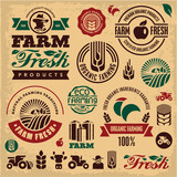 Farm fresh labels. Farming icons. Farmer.