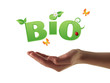 Hand holding Bio word