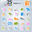 Construction icon set, sticker series