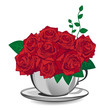 Red rose in a white cup