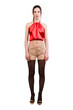 Fashionable girl in red over white