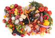 composition of fruit,vegetable,meat and cheese