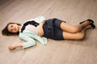 Crime scene simulation. Victim lying on the floor