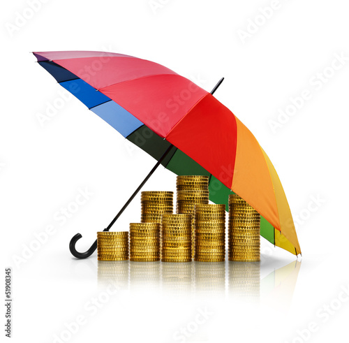 Illustration: Regenschirm mit Münzen Regenschirm mit Münzen