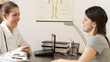 Cheerful chat in doctor office - tracking shot