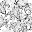 Gray monochrome floral seamless pattern