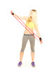 sportliche Frau mit Dehnband