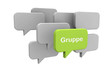 Sprechblase mit Gruppe - Konzept Meinung