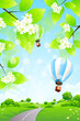 Green Landscape with Balloons