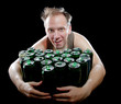 Photo: The drunk man and is a lot of empty beer cans The drunk man and is a lot of empty beer cans