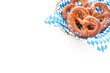 Background with bavarian pretzels in a basket