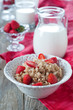 Oatmeal, milk and steawberry