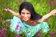 Woman on flower field