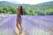 Woman standing on a lavender field