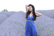 Woman standing on a lavender field