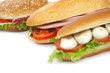Sandwich with mozzarella tomato and salad