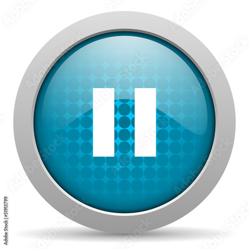 Illustration: pause blue circle web glossy icon pause blue circle web glossy icon
