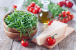 Arugula, tomato, cheese and oil