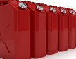Group of red retro jerricans