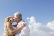 Photo: Active retired people, romantic elderly couple in love and kissi Active retired people, romantic elderly couple in love and kissi