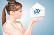 woman showing virtual envelope