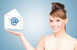 woman showing virtual envelope