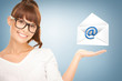 woman showing virtual envelope