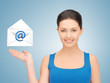 woman showing virtual envelope