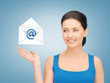 woman showing virtual envelope