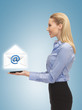 woman showing virtual envelope