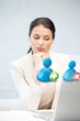 Foto: woman with laptop and contact icon woman with laptop and contact icon