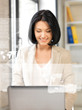 woman with virtual screen