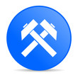 mining blue circle web glossy icon