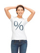 Photo: woman in shirt with percent sign woman in shirt with percent sign