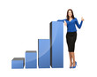 businesswoman with big 3d chart