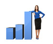 businesswoman leaning on big 3d chart