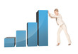 businesswoman moving big 3d chart