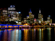 Looking down the Yarra river at Melbourne lights at night
