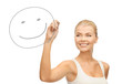 woman drawing happy face