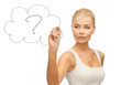 woman drawing question mark
