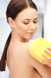 beautiful woman with sponge
