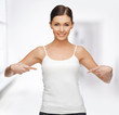 woman in blank white t-shirt
